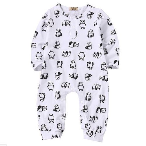 Strampler mit Panda-Print in Weiß für Babys